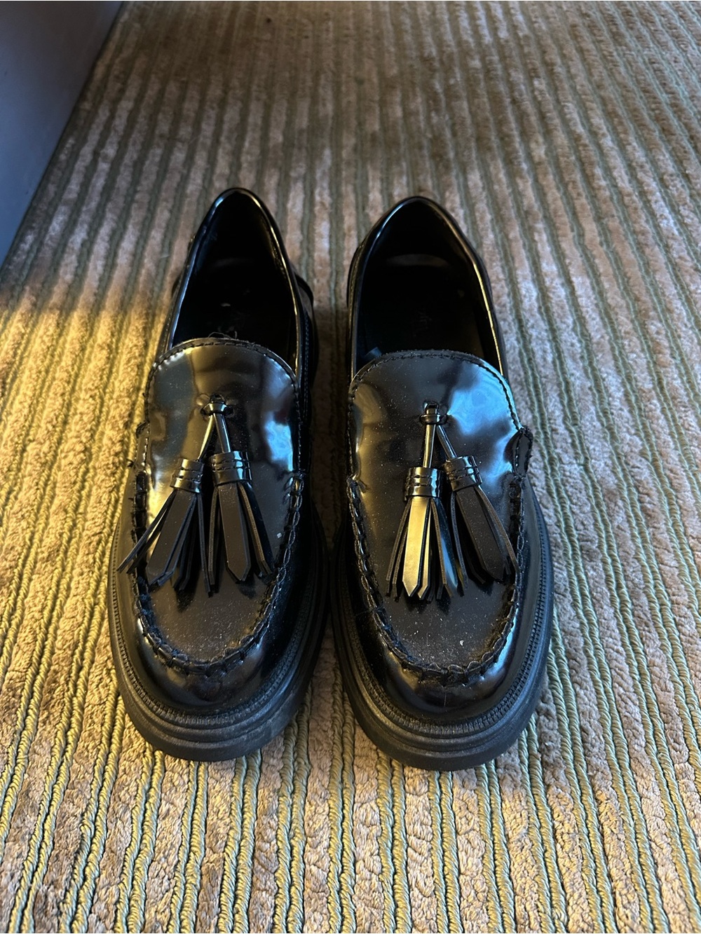 Zara Black Patent Tassel Loafers - Women's Slip-On